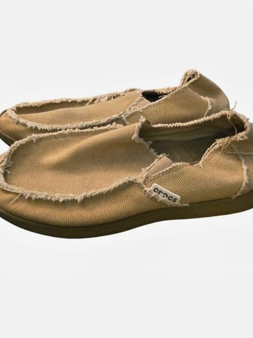 Crocs Santa Cruz Canvas Loafers Men's Khaki Tan Distressed Slip-On Shoes
